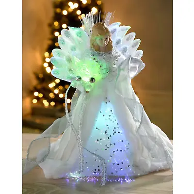 £34.99 • Buy Fibre Optic Angel Christmas Tree Topper White 30cm Acrylic Wings Xmas Decoration