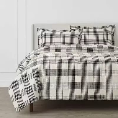 COMFORTER SETS 3-Piece W/Shams Black And White Plaid Full/Queen/King  • $124.59