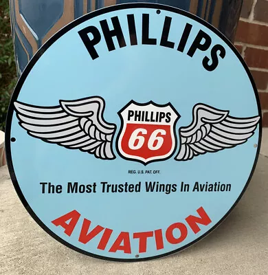 Vintage Style Phillips 66 Aviation Wings Oil  Gas Steel Metal  Sign • $55