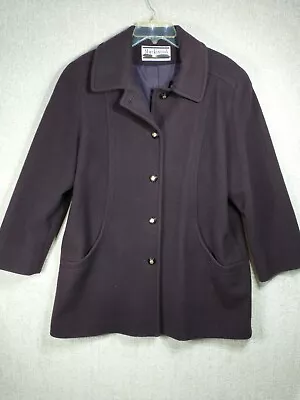 Vtg MACKINTOSH NEW ENGLAND Womens Sz S 100% WOOL Plum Purple Button Down COAT • $15.99