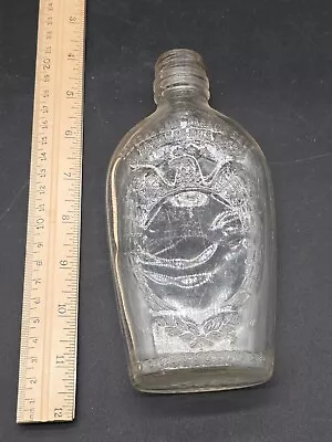 Antique Calvert Whiskey Flask Bottle Pictorial Patriotic Eagle 1930s Half Pint • $5.25