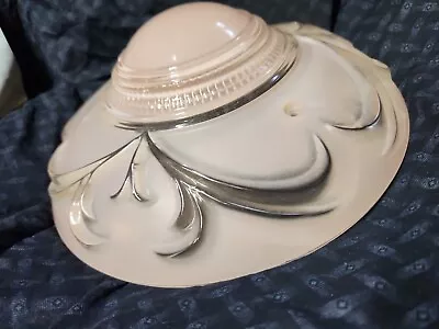 Vintage Art Deco Ceiling Light Fixture 3 Hole Cover Shade Pink Frosted Glass 11” • $22.88