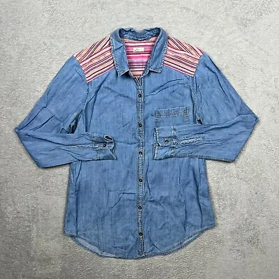 Hollister Blouse Button Up Shirt Women Small S  Long Sleeve   Cotton Blue • $14.70