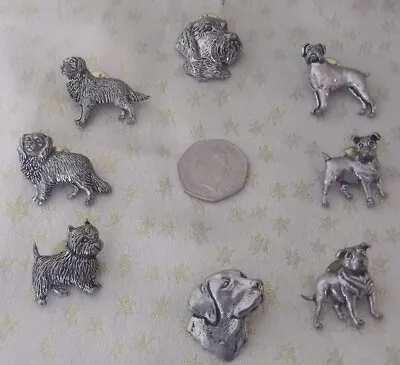 A R Brown Pewter Pin Badge Collection X 6 Various Dogs • £5
