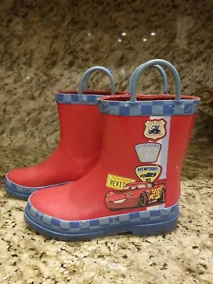 Lightning McQueen Rain Boots Cars  Disney Store Boys Size 12 13 • £13.46