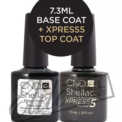 CND SHELLAC Base Coat 7.3ml + XPRESS5 Top Coat 7.3ml  + FREE Remover Wraps 10ct • $49.90
