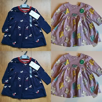 Marks And Spencer Baby Girls Cotton Dress Long Sleeve 3-66-9 Months 2 Styles • £5.96