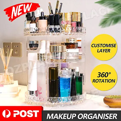$18.95 • Buy 360° Rotating Makeup Organiser Storage Box Cosmetics Holder Display Stand Case