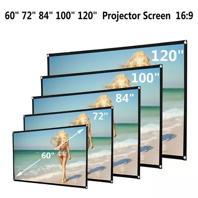 $19.99 • Buy 60-120 Inch 16:9 HD TV Projector Screen Cinema Home Theatre Outdoor Projection