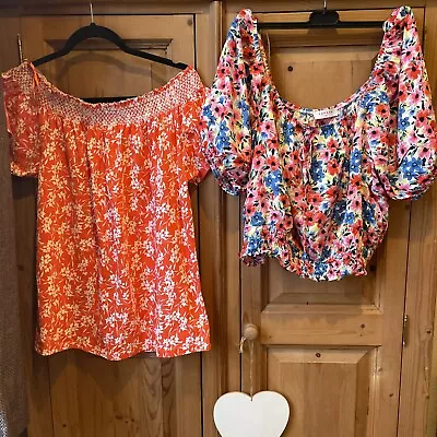 Ladies Bardot Floral Tops • £3