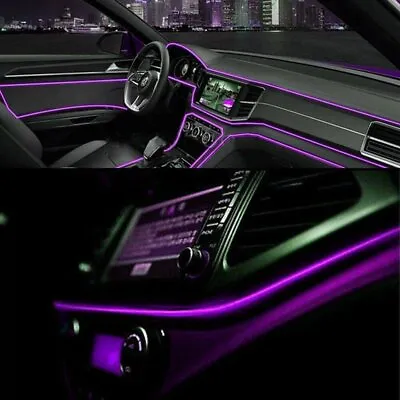 Purple LED Auto Car Interior Decor Atmosphere Wire Strip Light Lamp Kits 12V EV • $8.26