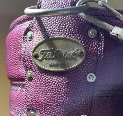 Vintage Titleist  Cart 2-Tone Brown & Green Golf Bag Gold Piping 3 Way Pattern • $49.99