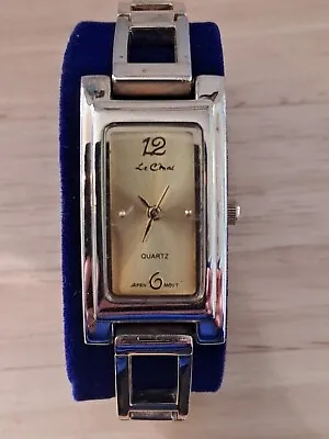 Ladies LE CHAT Rectangular Shaped Gold Coloured Watch W1108/10. Fully Working • £4.99