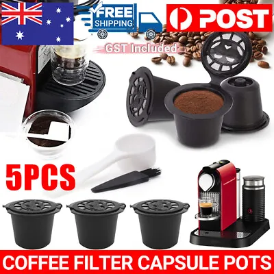 5Pcs Coffee Filter Capsule Pods For Nespresso Maker Machine Refillable Reusable • $13.95