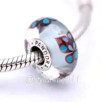 Authentic PANDORA Butterfly Kisses Blue Murano Glass Charm • $36