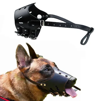 £5.29 • Buy Leather Dog Muzzle Mouth Cover With Adjustable Loop Anti Barking Biting Chewing
