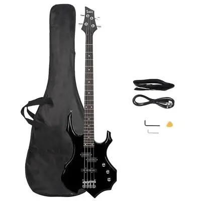 Glarry 24 Frets Black Right Handed 4 Strings Electric Bass Guitar W/ Bag • $79.99