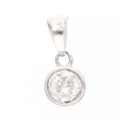 9Carat White Gold 0.20ct Diamond Pendant (5mm Diameter) • $422.05