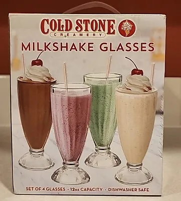 Set Of 4 Cold Stone Creamery Tall 12 Oz. Milkshake Glasses • $25