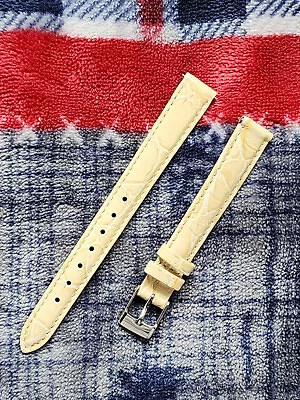 12mm Bone Off White Alligator Genuine Leather Interchangeable Watch Band Strap • $13.25