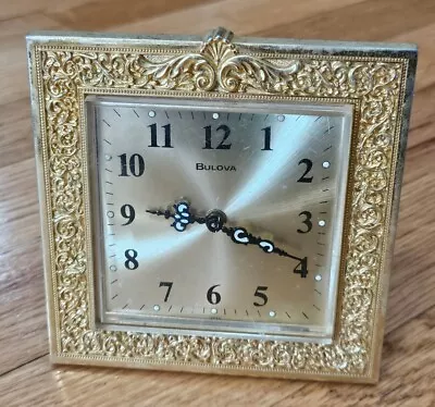 Vintage Bulova Brass Wind-Up Desktop Alarm Clock USED Working Made In Germany • $5