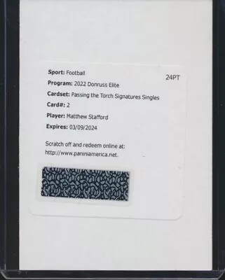 2022 Panini Donruss Elite #2 Matthew Stafford Passing The Torch Autograph Auto • $90