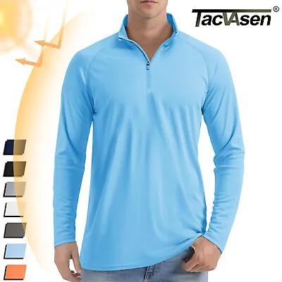 UPF50+ Men's 1/4 Zip Sun Block UV Shirts Long Sleeve Performance Fishing T-Shirt • $18.03
