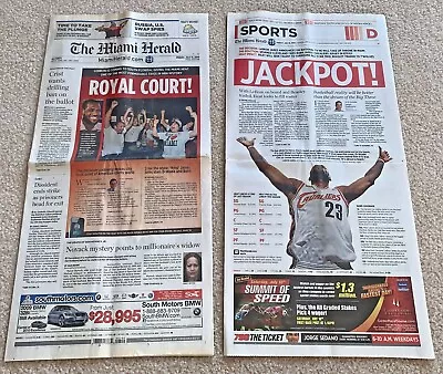 7/9/2010 Miami Heat NBA CHAMPIONS MIAMI HERALD Lebron Coming  To South Florida • $50