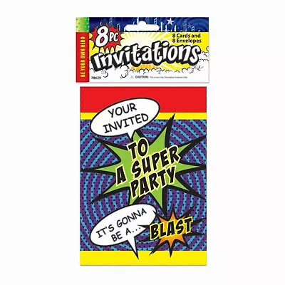 Super Hero Invitations Fancy Dress Party Decoration • £2