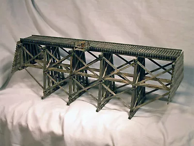 81 Ft FRAMED TIMBER TRESTLE BRIDGE N Model Railroad Structure Unptd Kit HL101N • $38.98