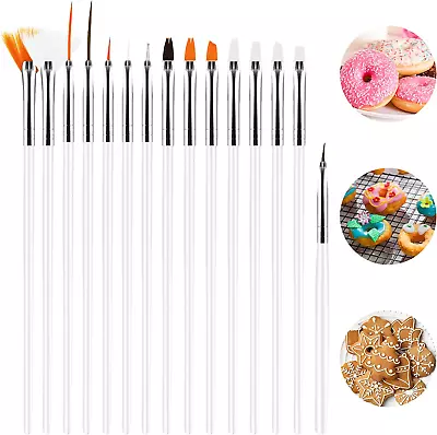15Pcs Cake Decoration Brushes Cake Painting Brushes Kit Food Safe Baking Brush  • £5.76