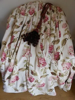 Stunning Bespoke Vintage Laura Ashley Hydrangea Cranberry Curtains • £155