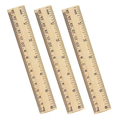 3 Pack Wooden Ruler 6 Inch Rulers Bulk Wood Measuring Ruler For Students Office  • $9.23