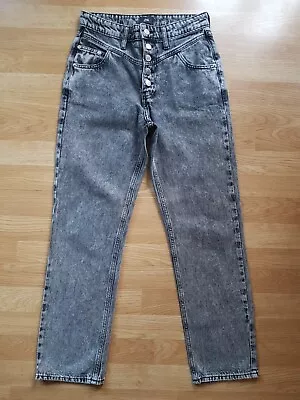 £11.99 • Buy RIVER ISLAND Grey Acid Wash High Waist Mom Jeans 80s Look Size 8 W28 R11 L28