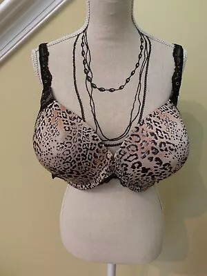 NWOT Maidenform 07549 Pure Genius T-Shirt Underwire Bra 38D Animal/Black W Lace • $19.99