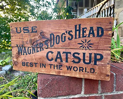 Wagner's Dog's Head Catsup Wooden Crate Baltimore MD Martin Primitive Antique • $495