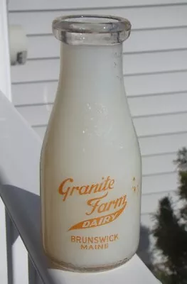 Vintage GRANITE FARM DAIRY- BRUNSWICK MAINE Pint Milk Bottle • $8