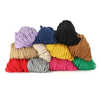 $15.94 • Buy 100yards 5mm Twisted Braided Colored Cotton Rope Macrame Cord 18 Colors