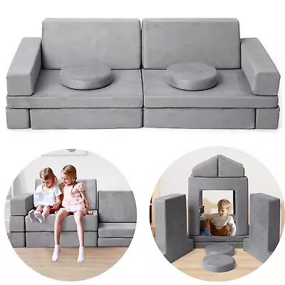 Kids Foam Modular Play Couch/Sofa Soft Cushion Lounge Chair For Playing Grey • $144.39