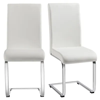 Dining Chairs 2pcs Leather Padded Seat W/Metal Legs Home Kitchen Cafe Furniture • £86.98
