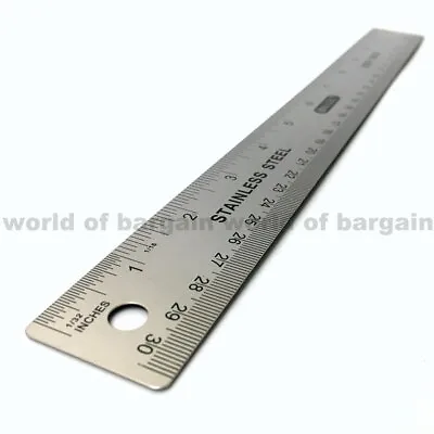 12 Inch METAL RULER Stainless Steel Straight Edge Drawing Cutting Non Skid Back • $7.94