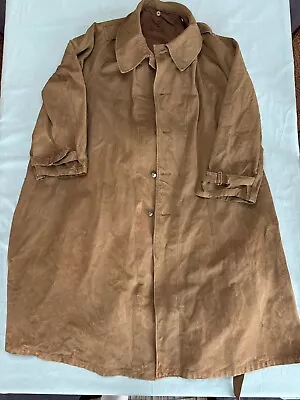 Vintage French Military Motorcycle Overcoat Duster OD Green Canvas • $69.99