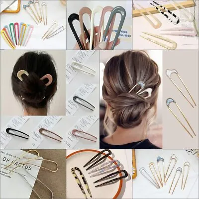$2.19 • Buy U Shaped Hair Clip Tortoiseshell Sticks Acetate Hairpin Chinese Style Resin Fork