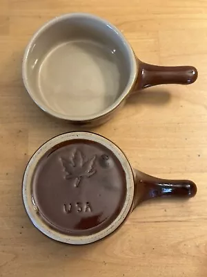 Vintage Clay Chili Soup Bowl With Handle (Leaf And USA Marking) • $12