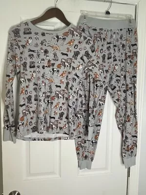 Vera Bradley Ribbed Long Sleeved Pajama Set W/Dog Show Print - Size Small • $40