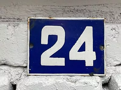 Number 24 Vintage Enamel House Numbers Made In Europe Room Hotel FREE POSTAGE • $32.49