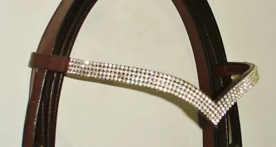 $14.88 • Buy New Design V Shape 4 Rows Clear Crystal Browband, Black