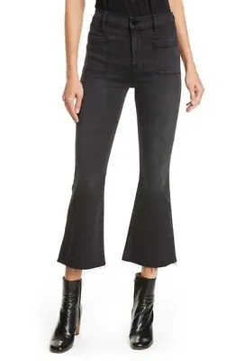 Frame Denim Le Bardot Crop Flare Patch Pocket Jeans Womens 26 Kerry Faded Black • $39.88