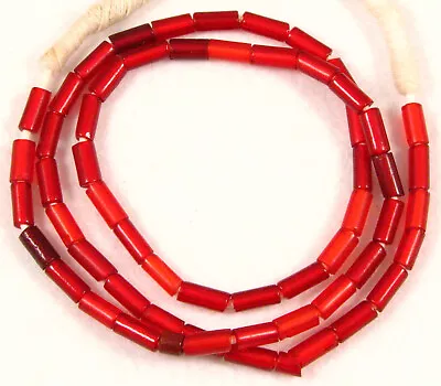 Old Bohemian Czech RED Glass Tube African Trade Beads 4 To 5 Mm From Nigeria • $18.99