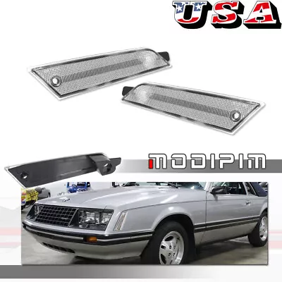 For Ford Mustang 1979-1986 Front Bumper Side Marker Light Reflector Clear Covers • $39.99